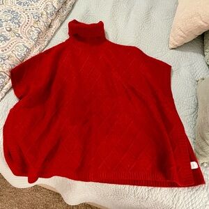 NWOT Red Sweater Poncho